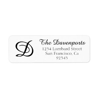 Eenvoudig scriptlegant monogram retouradres etiket