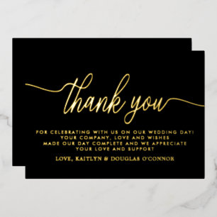Eenvoudig scriptweddenschap Echt bedankt Folie Uitnodiging