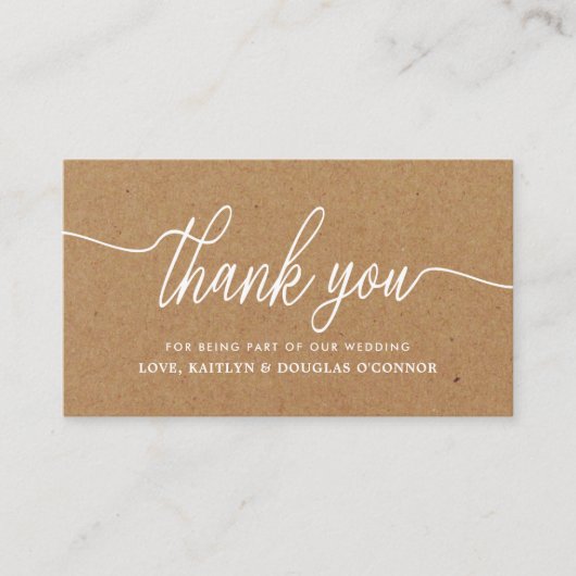 Eenvoudig scriptweddenschap Hartelijk dank Informatiekaartje (Voorkant)