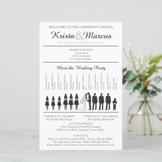 Eenvoudig Silhouettes Ceremony-programma (Staand voorkant)