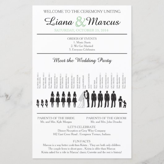 Eenvoudig Silhouettes Ceremony-programma (Voorkant)