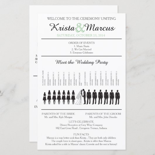 Eenvoudig Silhouettes Weddenprogramma met tijdlijn (Voorkant / Achterkant)