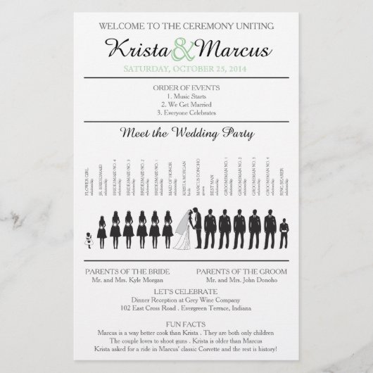 Eenvoudig 'Silhouettes Wedding Programme Flyer' (Voorkant)
