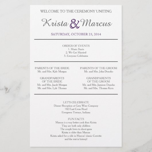 Eenvoudig 'Silhouettes Wedding Programme Flyer' (Voorkant)