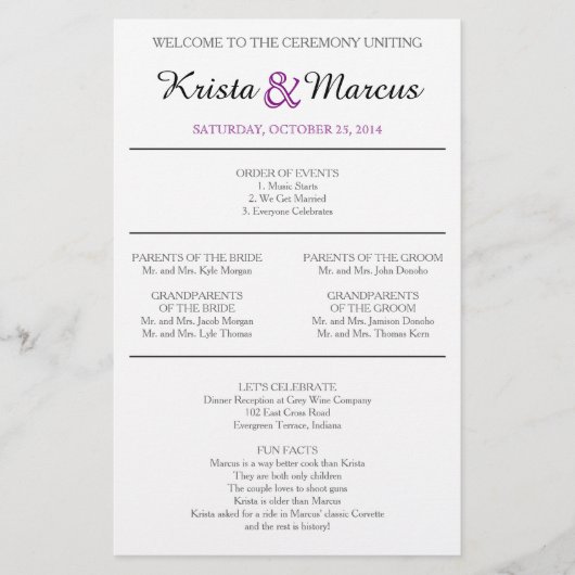 Eenvoudig 'Silhouettes Wedding Programme Flyer' (Voorkant)