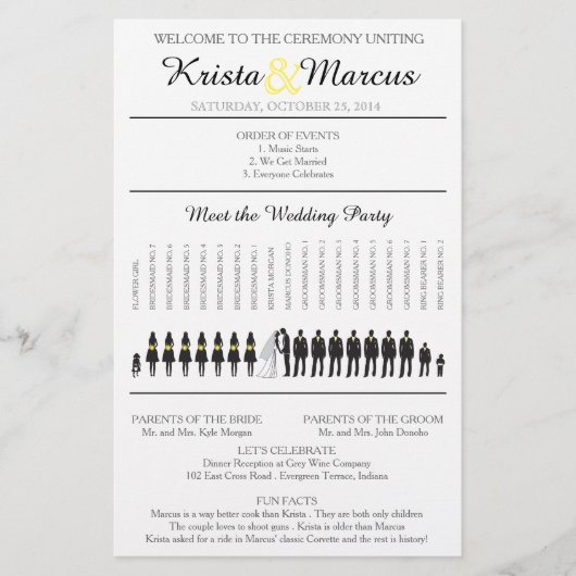Eenvoudig 'Silhouettes Wedding Programme Flyer' (Voorkant)