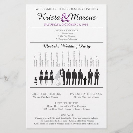 Eenvoudig 'Silhouettes Wedding Programme Flyer' (Voorkant)