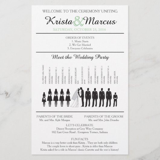 Eenvoudig 'Silhouettes Wedding Programme Flyer' (Voorkant)
