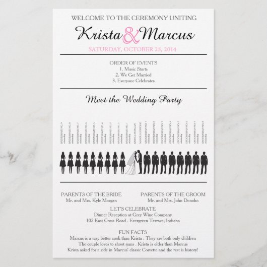 Eenvoudig 'Silhouettes Wedding Programme Flyer' (Voorkant)