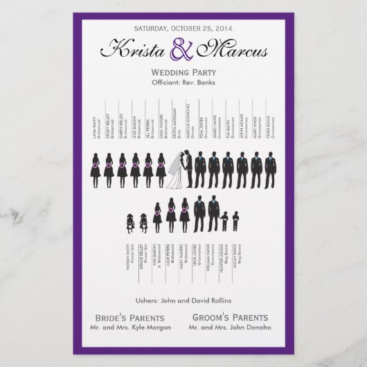 Eenvoudig 'Silhouettes Wedding Programme Flyer' (Voorkant)
