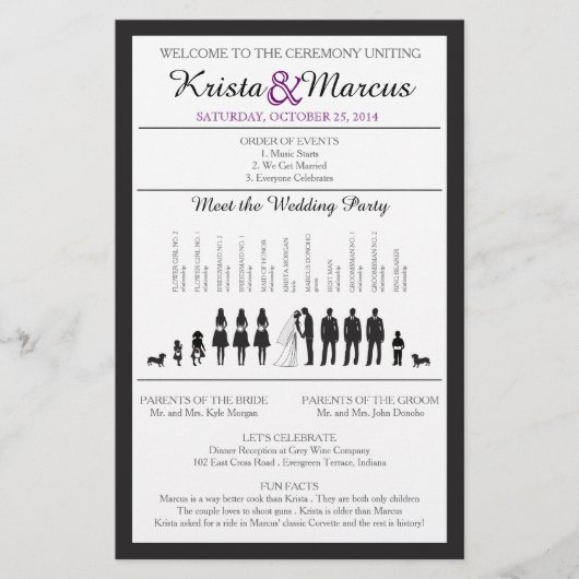 Eenvoudig 'Silhouettes Wedding Programme Flyer' (Voorkant)