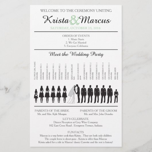 Eenvoudig 'Silhouettes Wedding Programme Flyer' (Voorkant)