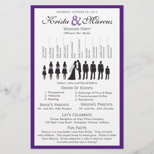 Eenvoudig 'Silhouettes Wedding Programme Flyer' (Voorkant)
