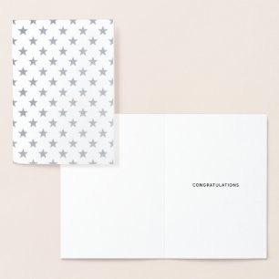 Eenvoudig Silver Stars Pattern Gefeliciteerd Folie Kaarten