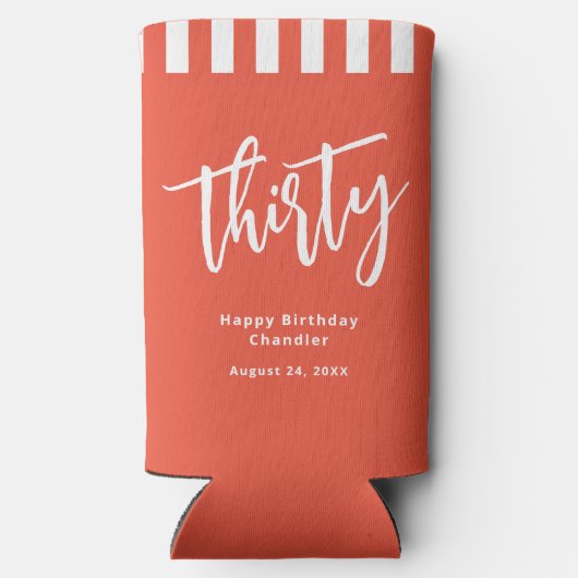 Eenvoudig Sinaasappel en wit 30e verjaardagsfeestj (Achterkant)