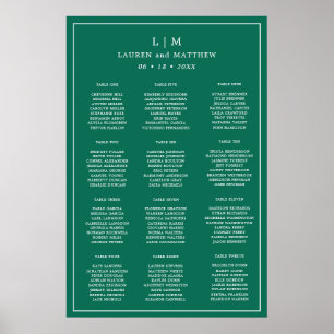 Eenvoudig Smaragdgroen Trouwstoelenplan Poster