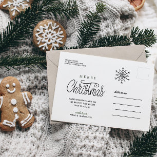 Eenvoudig sneeuwvlokminimum feestdagenkaart