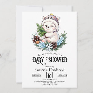 Eenvoudig Snow Polar Beer Digitaal Baby shower Kaart