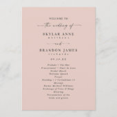 Eenvoudig Solid Light Pink Wedding Ceremony Progra Programma (Voorkant)