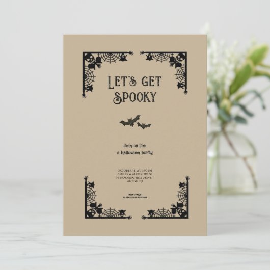 Eenvoudig Spooky Kostuum Halloween Party Kaart (Staand voorkant)