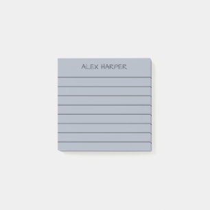 Eenvoudig staalgrijs & houtskool voeg naam toe gel post-it® notes