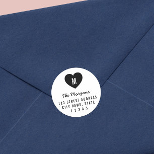 Eenvoudig startadres monogram hart ronde sticker