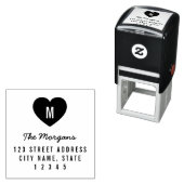 Eenvoudig startadres monogram hart  zelfinktende stempel (In situ)