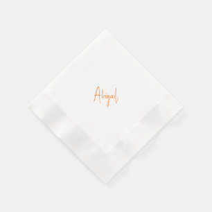 Eenvoudig stel Oranje Script Naam Huwelijk Servet