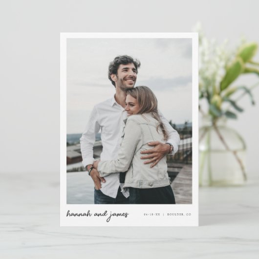 Eenvoudig Stijlvol Bewaar de Datum Uitnodigen met Kaart (Staand voorkant)