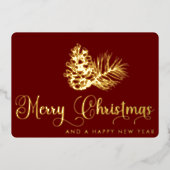 Eenvoudig stijlvol botanisch vrolijk kerstscript folie feestdagenkaart (Voorkant)