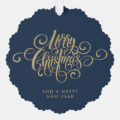 Eenvoudig stijlvol botanisch vrolijk kerstscript ornament kaart (Voorkant)