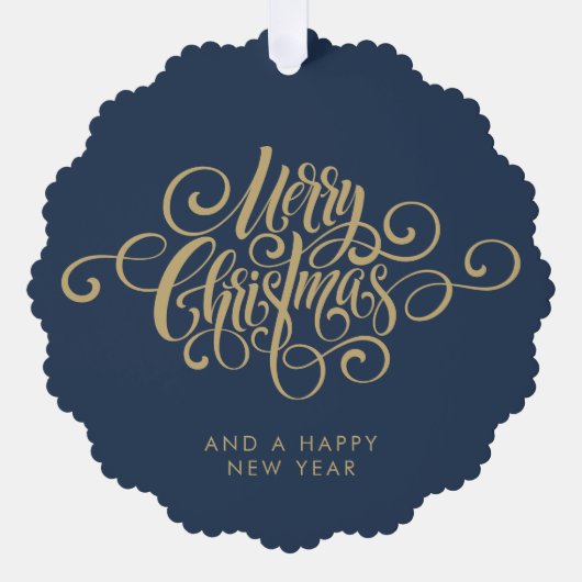 Eenvoudig stijlvol botanisch vrolijk kerstscript ornament kaart (Voorkant)