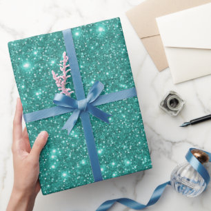 Eenvoudig Stijlvol Glam Turquoise Glitterend Fonke Cadeaupapier