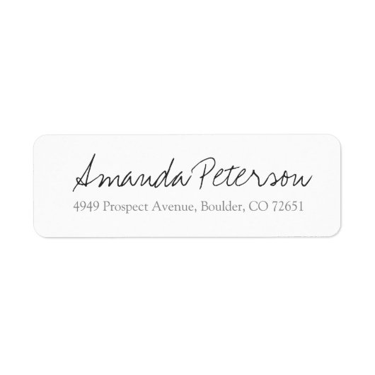 Eenvoudig stijlvol modern script retour adres etiket (Voorkant)