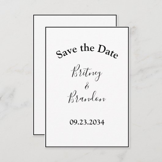 Eenvoudig Stijlvol, modern script Save The Date (Voorkant / Achterkant)