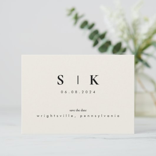 Eenvoudig stijlvol Monogram beige Sla datum III op (Staand voorkant)