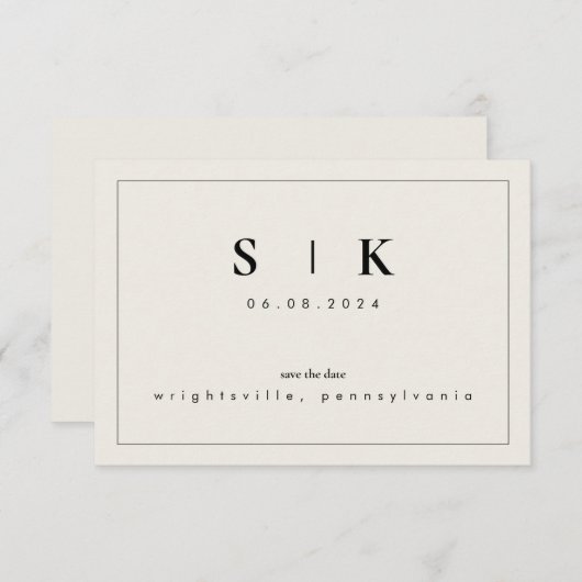 Eenvoudig, stijlvol Monogram beige Sla datum VI op (Voorkant / Achterkant)