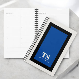 Eenvoudig Stijlvol Monogram Kleur Blok Blauw Planner