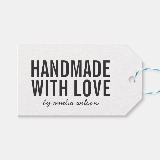 Eenvoudig Stijlvol Rustiek Handgemaakt met Liefde  Cadeaulabel (Voorkant (Horizontaal))