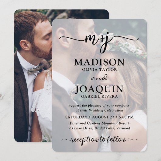 Eenvoudig stijlvol script Initialen 2 foto bruilof Kaart (Voorkant / Achterkant)