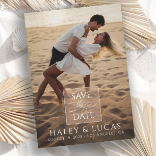 Eenvoudig Stijlvol Volledige Foto Huwelijk Trouwka Save The Date