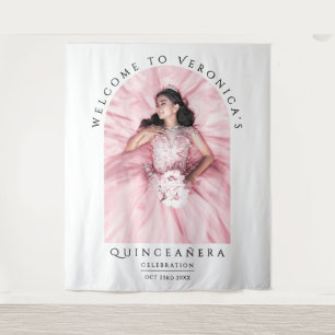 Eenvoudig stijlvol wit met klassieke typefoto wandkleed