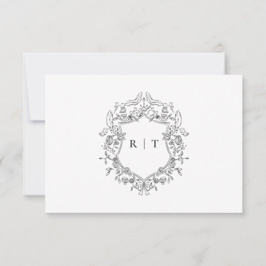 Eenvoudig Stijlvol Zwart Wit Monogram Formele Brui RSVP Kaartje (Achterkant)