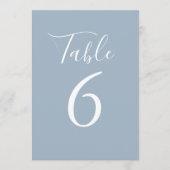 Eenvoudig Stofblauw Chic Script Tafelnummer (Voorkant)