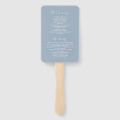 Eenvoudig Stofblauw Trouwprogramma Handwaaier (Achterkant)
