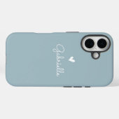 Eenvoudig stoffig blauw hart met scriptnaam Case-Mate iPhone case (Achterkant (horizontaal))