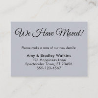 Eenvoudig, stoffig blauw We hebben adreswijziging 