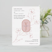 Eenvoudig stoffige roos moderne bloem roos gouden folie uitnodiging (Staand Voorkant)