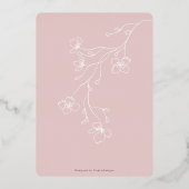 Eenvoudig stoffige roos moderne bloem roos gouden  folie uitnodiging (Achterkant)