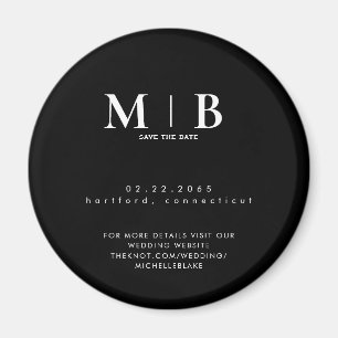 Eenvoudig & Strak Monogram Huwelijk Save the Date  Magneet
